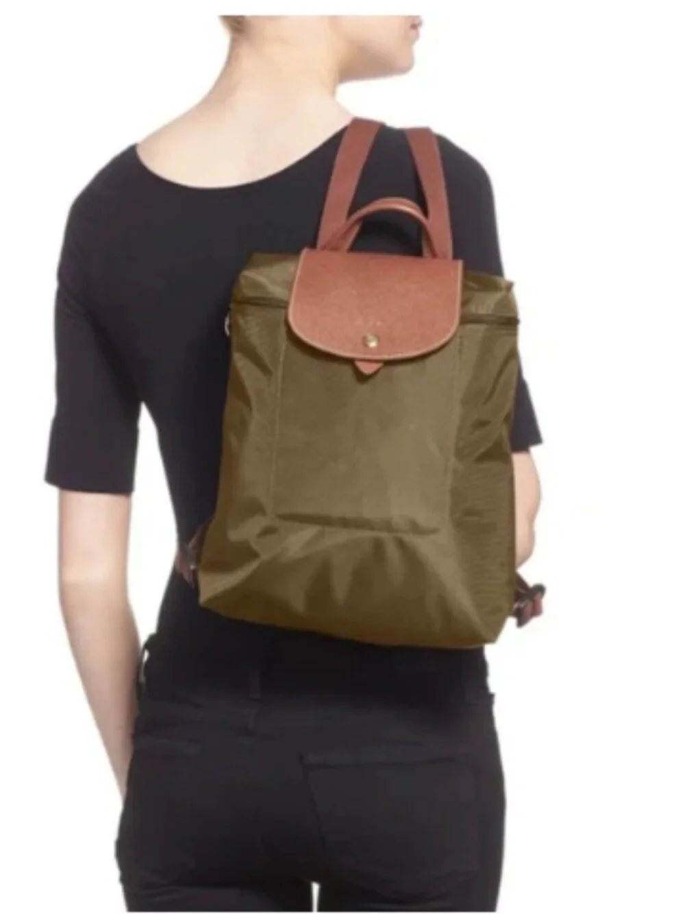 Longchamp Le Pliage Medium Backpack in Green